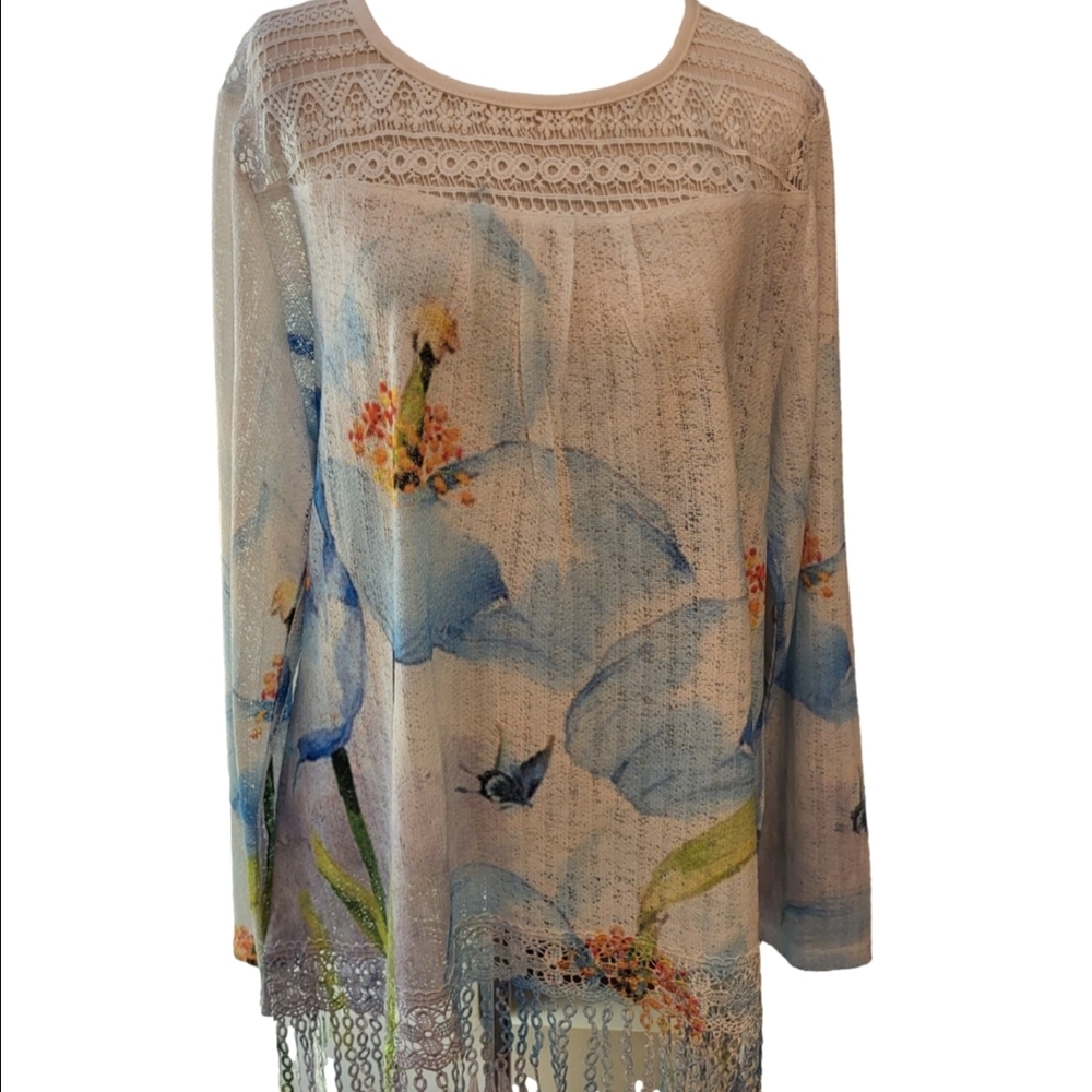Endless Design Floral Lace Women's Tunic Top Size Large